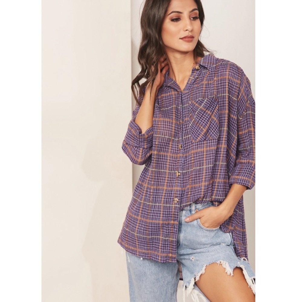 Free People Break My Stride Checked Shirt